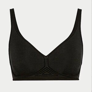 Wolford Cotton Contour 3W Skin Black Bra Women's Size 38 D‎ NWT